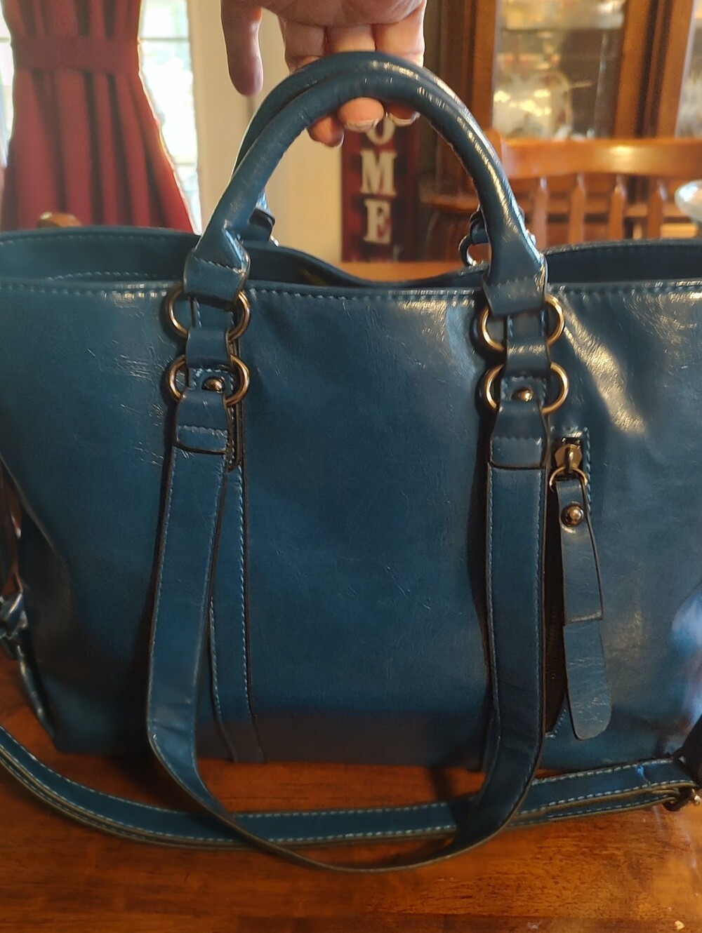 Blue 💙 Faux Leather Tote Bag – Versatile Women’s Handbag